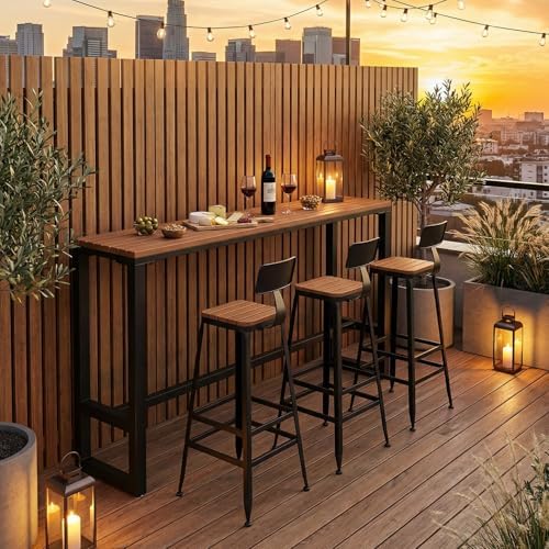 Extra Long Outdoor Bar Height Table, Patio Bar Tables High Counter Table - Image 2