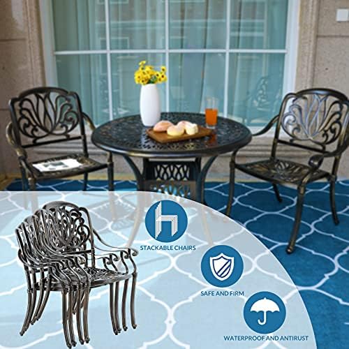 3 Piece Patio Bistro Set, Outdoor All-Weather Cast Aluminum Dining Furniture - Image 4