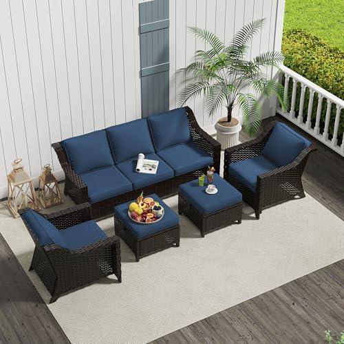 5 Piece Patio Furniture Set, Wicker Outdoor Conversation Set by Meetleisure-LeisureLiving