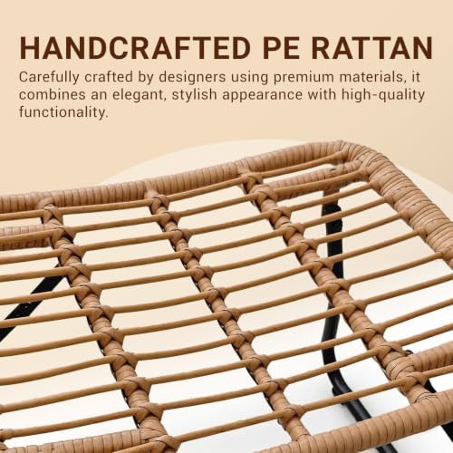 Wicker Outdoor Ottoman Single-Large Foldable Boho Rattan Footstool - Image 4