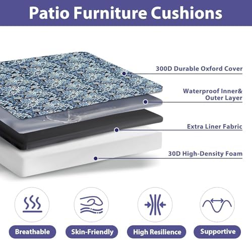 Outdoor Chair Cushions Set of 4 -Waterproof Outdoor Seat Cushions - Image 4