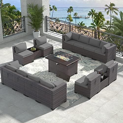 15 Pieces Outdoor Patio Furniture Set, Outdoor Sectional Furniture by RTDTD