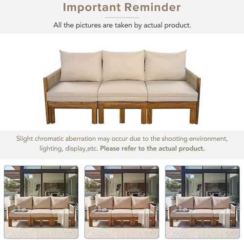 Outdoor Daybed Sofa Bed 3-Seater Acacia Wood Patio Sleeper - Image 6