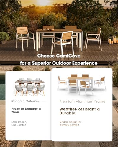 Outdoor Dining Set, Aluminum & HDPS Outdooor Table and Chairs Set - Image 6