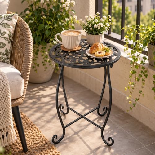 1-Pack Small Metal Plants Stand Indoor Outdoor 10-Inch Round Mini Side Table - Image 2