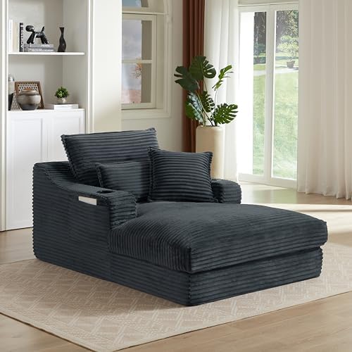 47" Oversized Lounge Chair, Boneless Cloud Chair, Dark Grey by NicBex