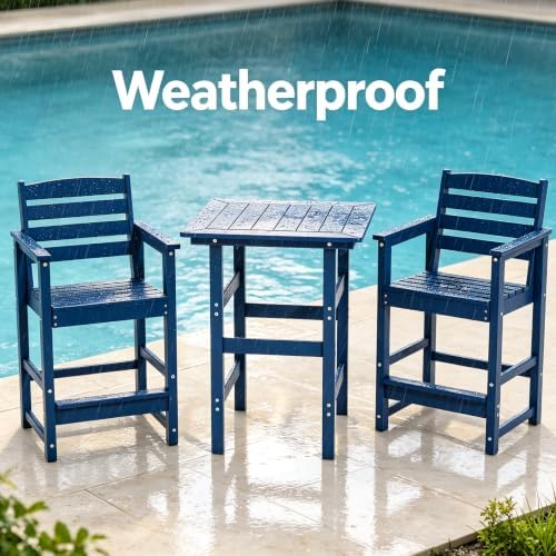 Outdoor Bar Table, HDPE High Top Patio Bistro Slatted Table - Image 6