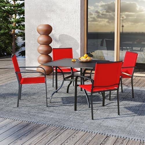 Patio Red Stackable Chairs by Anmutig