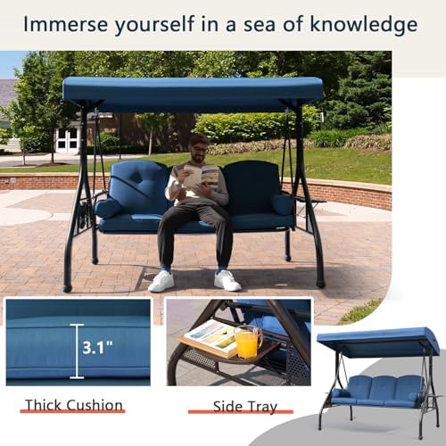 NOBLEMOOD 3-Seat Patio Porch Swing - Image 5