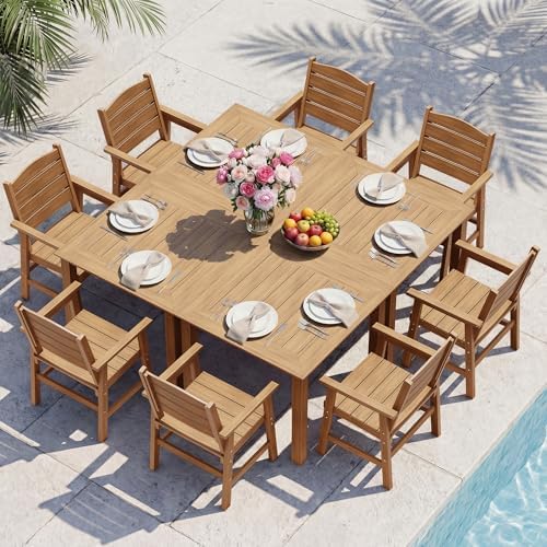 YEFU 12 Piece Square Patio Dining Set, Sturdy Aluminum Frame by YEFU