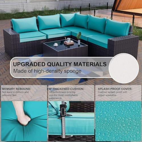 12 Piece Patio Furniture Set, Outdoor Wicker Sectional Sofa - Image 4