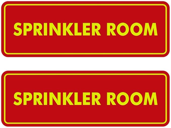 Signs ByLITA Standard Sprinkler Room Sign (Red/Yellow) - Small 2 Pack