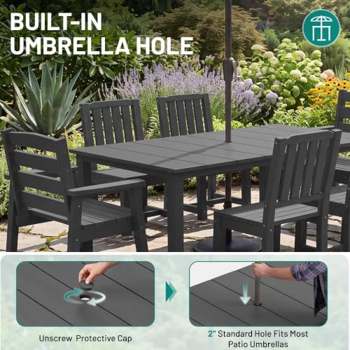 PLUUV 7PC Patio Dining Sets, 6 Armchairs & 1 Table - Image 3