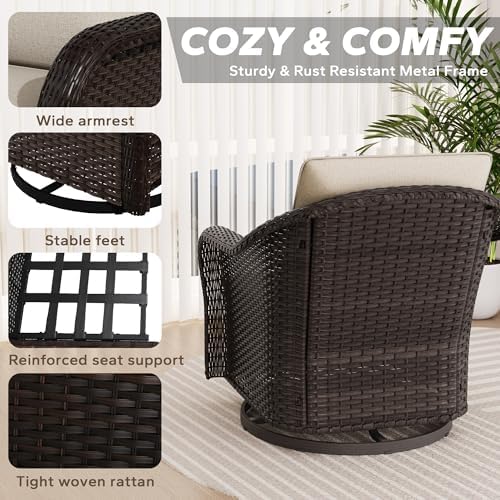 5 Piece Patio Furniture Set, Wicker Outdoor Conversation Set - Image 4