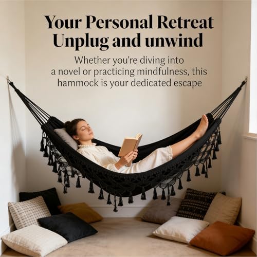 Goutime Double Hammock, Macrame Boho Portable Camping Tree Hammock - Image 6