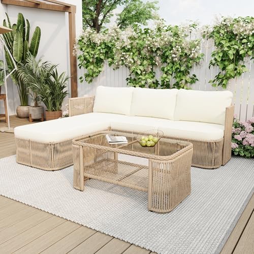 VilroCaz Outdoor PE Rattan Patio Furniture Sectional Sofa Set - Image 3