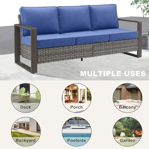3 Seat Outdoor Wicker Couch, Rattan Patio Sofa - Image 4