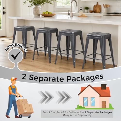 24 Inch Grey Metal Counter Stools - Image 7