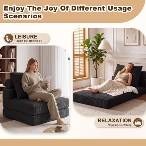 Folding Sofa Bed, 3-in-1 Convertible Sleeper Chair Bed - Image 7