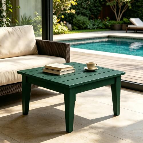 32 Inch Ashore Outdoor Coffee Table, Dark Green - Image 2