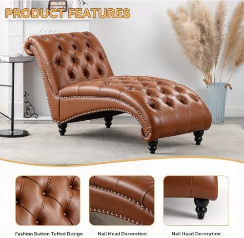 62.8" Faux Leather Chaise Lounge Indoor - Image 3