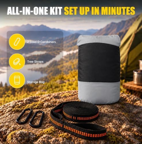 Camping Hammock with Mosquito Net, 500 Lbs Color Block Single Hammock - Image 3