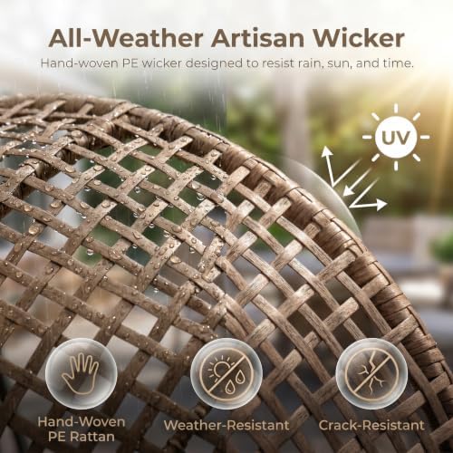 NICESOUL Double Egg Chair with Footstools & Cushions, Oversized Wicker Boho - Image 6