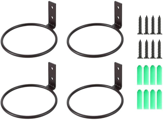 4 Pack 5in Flower Pot Holder Ring Wall Mounted Metal Planter Hooks Hangers Wall Bracket Wall Planter Hook (4, 5")