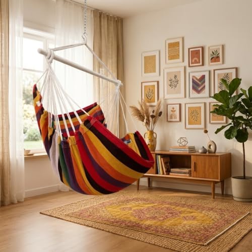 MIZTLI Hammock Chair Swing Indoor Outdoor 500 Lbs, Steel Bar & Anti-Slip - Image 2