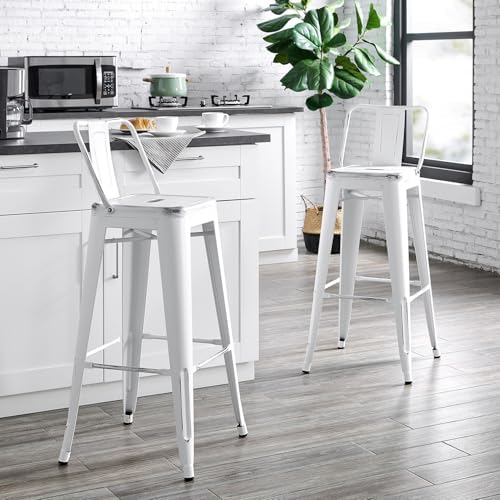 AC Pacific 30” Metal Barstool Set of 2 – Country Rustic Style - Image 2