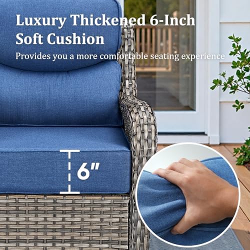 Luxury Outdoor Swivel Rocker Patio Chairs Set of 5, High Back Patio Chairs - Image 5