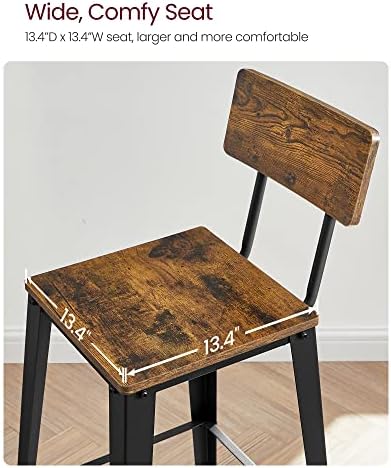 VASAGLE Bar Stools Set of 4, 29.7 Inches Tall, - Image 5