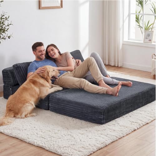 Folding Sofa Bed Convertible 4 in 1 Sleeper Chair Gray Queen - Image 6