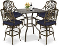 5-Piece Patio Swivel Bar Set, All-Weather Cast Aluminum Outdoor High Bar Stool by MEETWARM