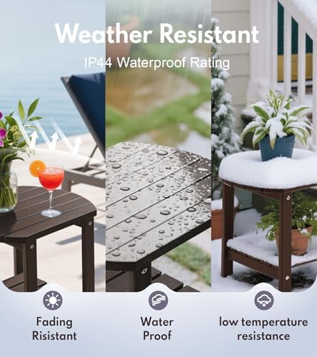 Outdoor Side Table, 2-Tier Storage Patio Side Table, HDPE Adirondack Side Table - Image 4