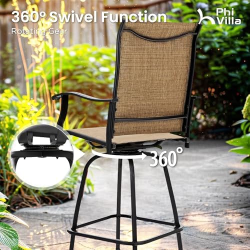 PHI VILLA Outdoor Patio Bar Set of 4, High Top Furniture Set - Image 3