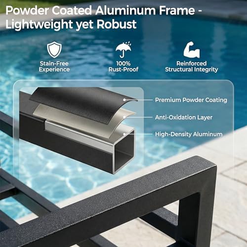 3 Piece Aluminum Outdoor Bar Set, Swivel Bar Height Patio Table and Chairs - Image 6