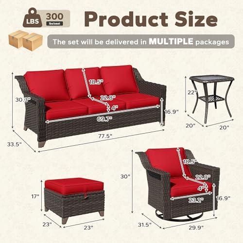 11 Piece Patio Furniture Set, Wicker Outdoor Conversation Set - Image 2