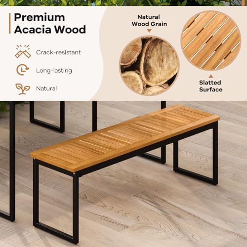 Tangkula Wood Outdoor Bench, Backless Dining Bench - Image 6