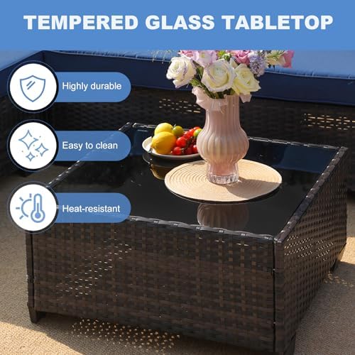 6 Pieces Patio Furniture Set, Outdoor Couch Sofa - Image 5
