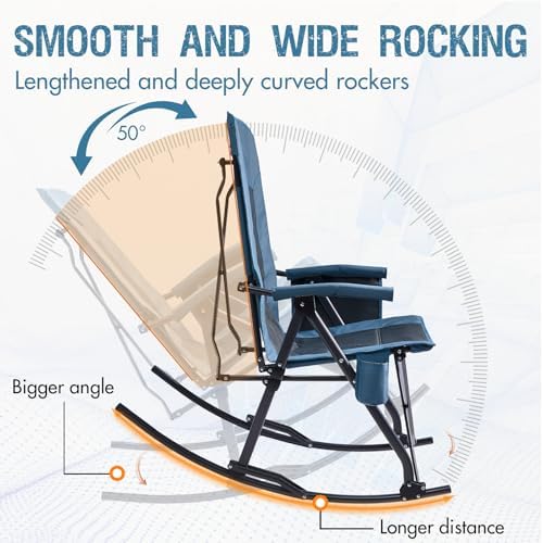 Portal Oversized Folding Rocking Camping Chair Portable Outdoor 400 lb Blue - Image 4