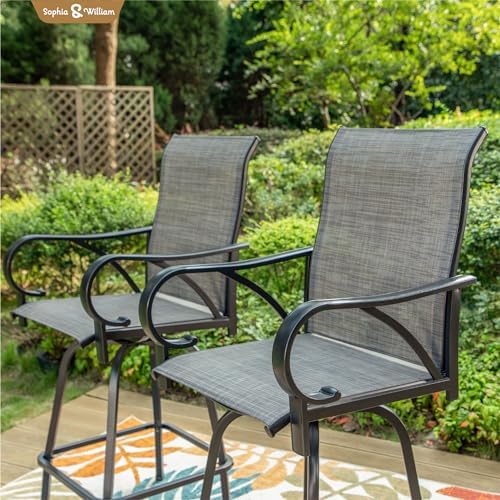 Sophia & William Swivel Outdoor Bar Stools Set of 6, Dark Grey - Image 2
