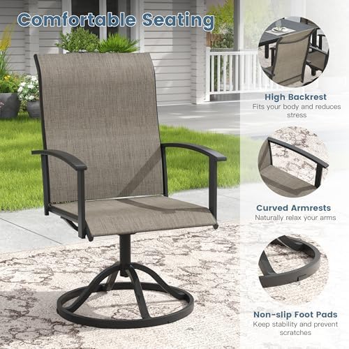 DIFY Outdoor Dining Set for 6, 59.2" Rectangle Table & Swivel Chairs - Image 6