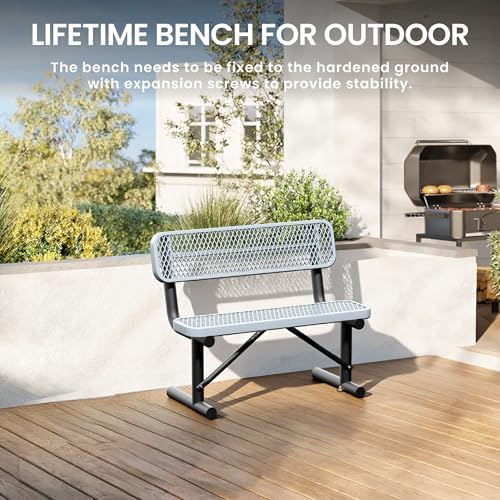 4 Feet Steel Park Bench for Outside, Outdoor Bench - Image 5