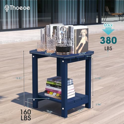 THOEOE Outside Side Table, Weather Resistant Navy Blue - Image 3
