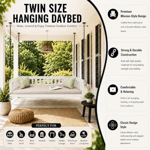 Amish Made Twin White Hanging Daybed, Made in USA - Image 6