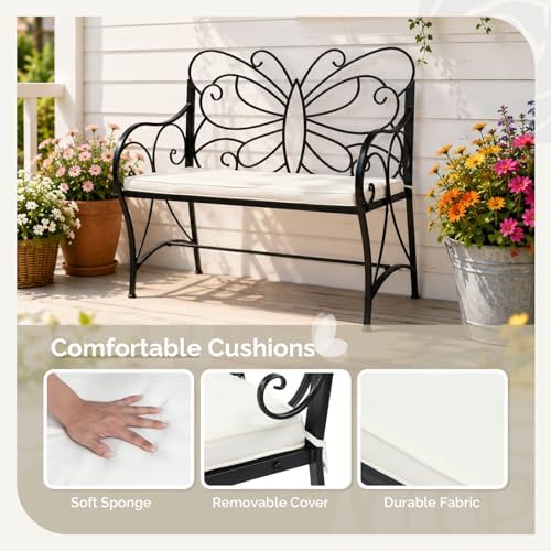 VINGLI 38.7in Cast Iron Outdoor Bench - Image 6