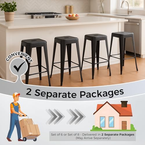 24 Inch Matte Black Metal Counter Stools - Image 7