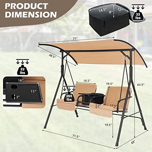 Tangkula 2 Person Porch Swing - Image 4