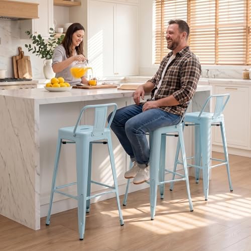 Furmax 30 Inch Metal Bar Stools Set of 4, Counter Height Stools, Industrial Bar - Image 7